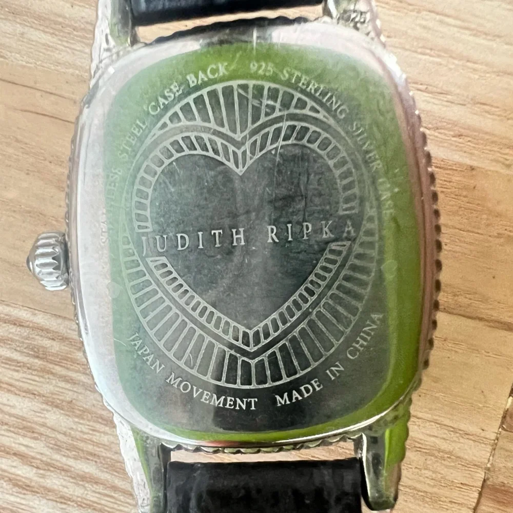 Judith Ripka Sterling Silver Diamonique Mother Of Pearl Hearts Watch NEW BATTERY